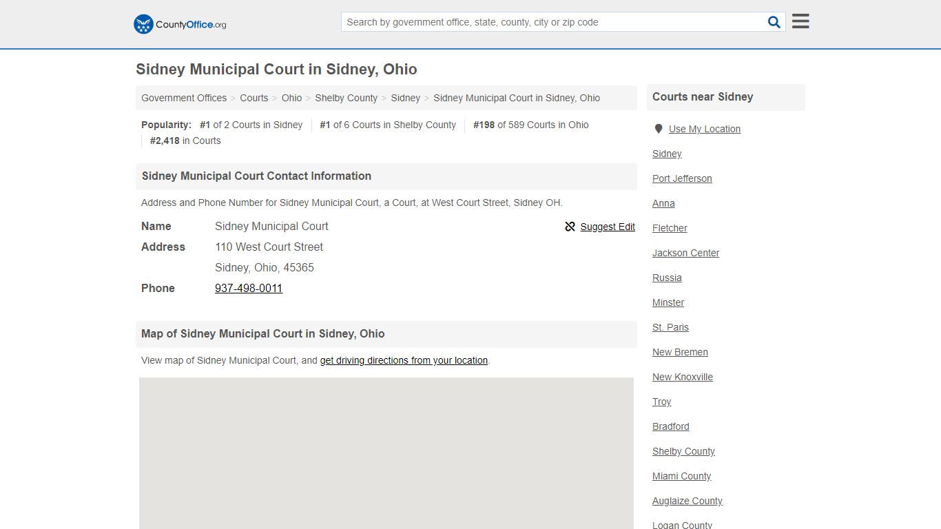 Sidney Municipal Court - Sidney, OH (Address and Phone)